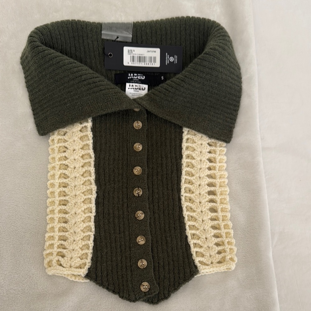 Jaded knitted corset in olive